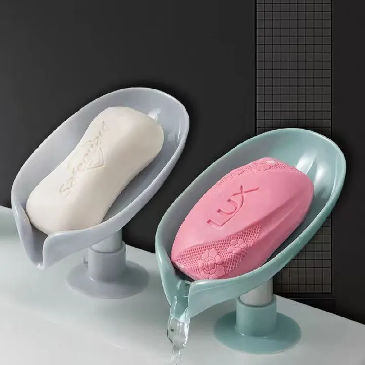 Self Draining Soap Dish,Leaf Shape Soap Saver-Self Draining Soap Dish, Extends Bar Soap Life, Keeps Soap Dry - Gray & Gray, 2 Pcs