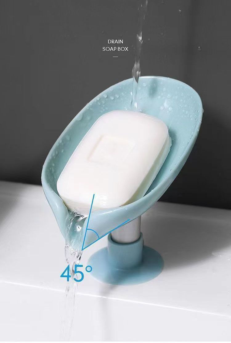 Self Draining Soap Dish,Leaf Shape Soap Saver-Self Draining Soap Dish, Extends Bar Soap Life, Keeps Soap Dry - Gray & Gray, 2 Pcs