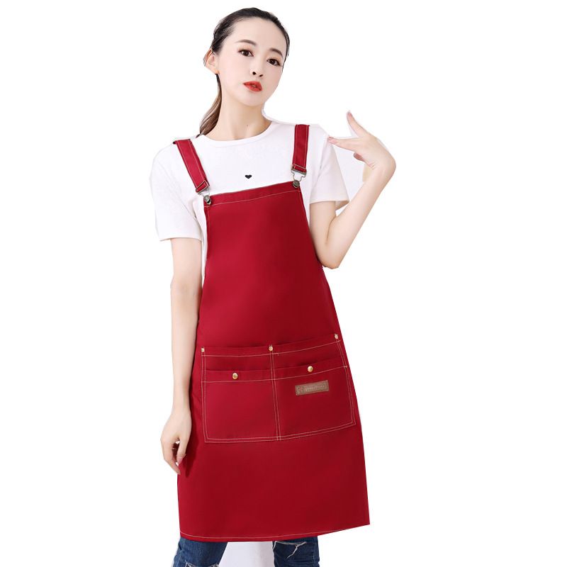Waterproof Floral Apron with Adjustable Neck Strap for Cooking, Baking, Gardening, Crafts