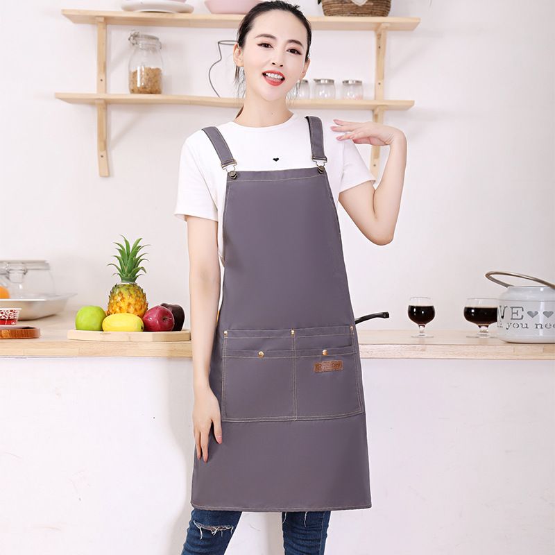 Waterproof Floral Apron with Adjustable Neck Strap for Cooking, Baking, Gardening, Crafts