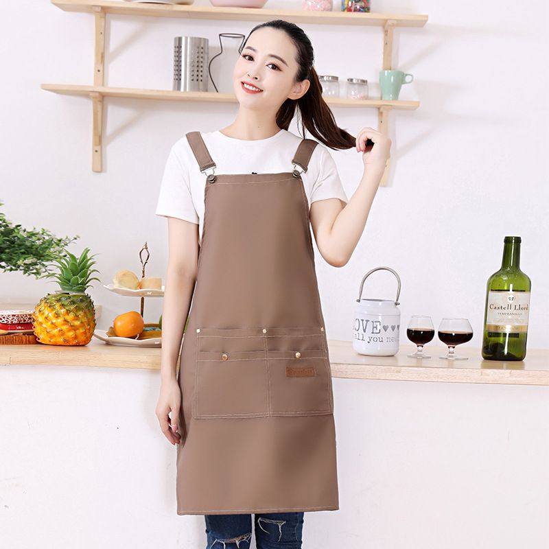 Waterproof Floral Apron with Adjustable Neck Strap for Cooking, Baking, Gardening, Crafts