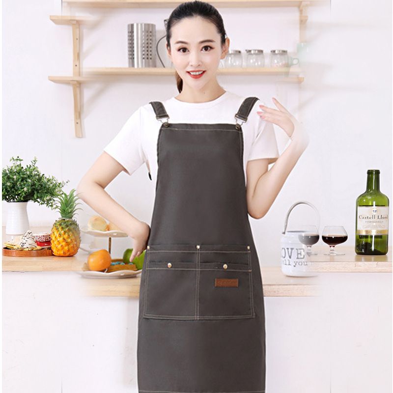 Waterproof Floral Apron with Adjustable Neck Strap for Cooking, Baking, Gardening, Crafts