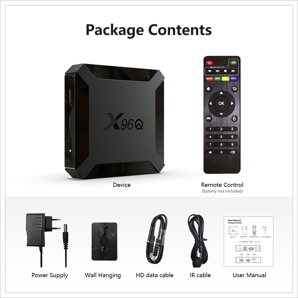X96Q 2GB 16GB Android 10.0 Smart TV Box Allwinner H313 Quad Core 4K 2.4G Wifi Google Player Youtube X96 Set Top Box