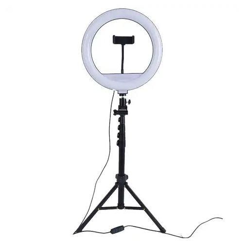 12-Inch Ring Light With 2.1m Tripod Stand, Phone Holder,3 Color Modes, Dimmable Light