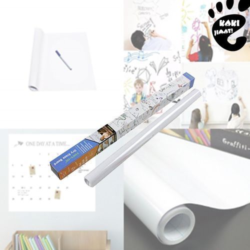 Dry Erase Whiteboard Sticker Wall Decal, Self-adhesive White Board Peel Stick Paper for School, Office, Conferences, Home, Kids Drawing with 1 Water Pen