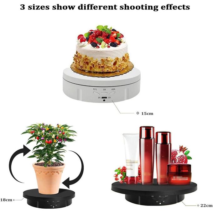 3 IN 1 Electric Turntable, 360 Degree Rotating Display Stand, Motorised Turntable with Remote Control for Photography, Product Display, Jewellery, Watch, 3D Models, Collectibles both USB & Battery Pow