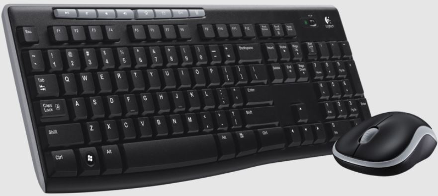 Logitech MK270 Wireless Keyboard & Mouse Combo, 2.4 GHz, Compact Design, 8 Multimedia Keys, Arabic Layout - Great for PC and Laptop Gaming - Black