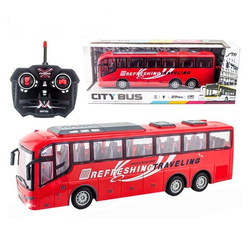 🥳Restocked on offer🤑🤑🤑Rc Bus Electric Remote Control Car with Light Tour Bus School City Model 27Mhz Radio Controlled Machine Toys for Boys Kids