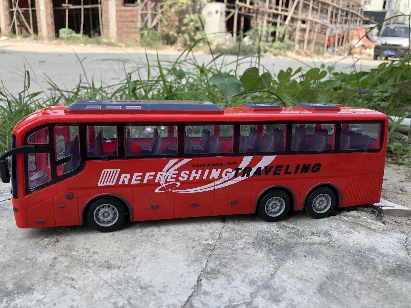 🥳Restocked on offer🤑🤑🤑Rc Bus Electric Remote Control Car with Light Tour Bus School City Model 27Mhz Radio Controlled Machine Toys for Boys Kids
