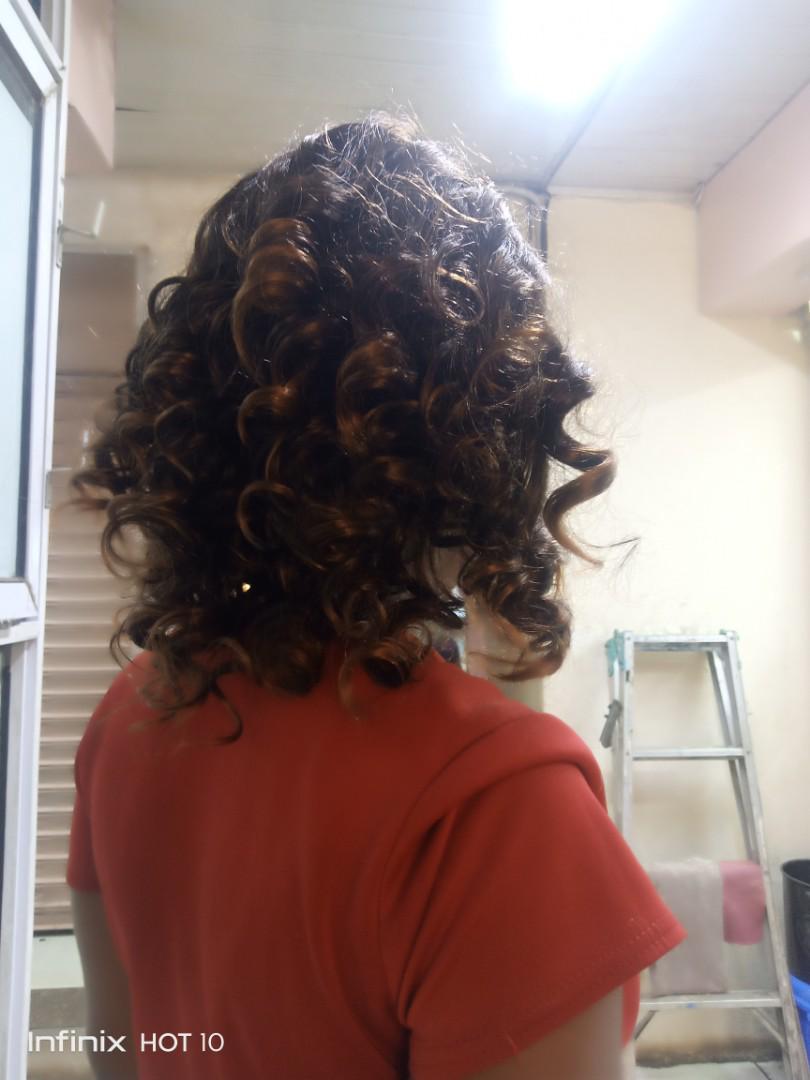Ghanian curly semi human hair wig