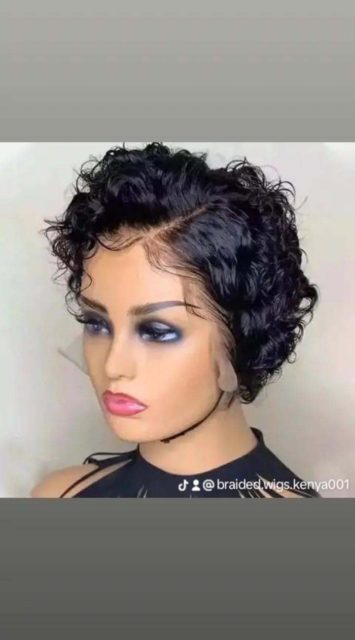 Pixie human water curl wig