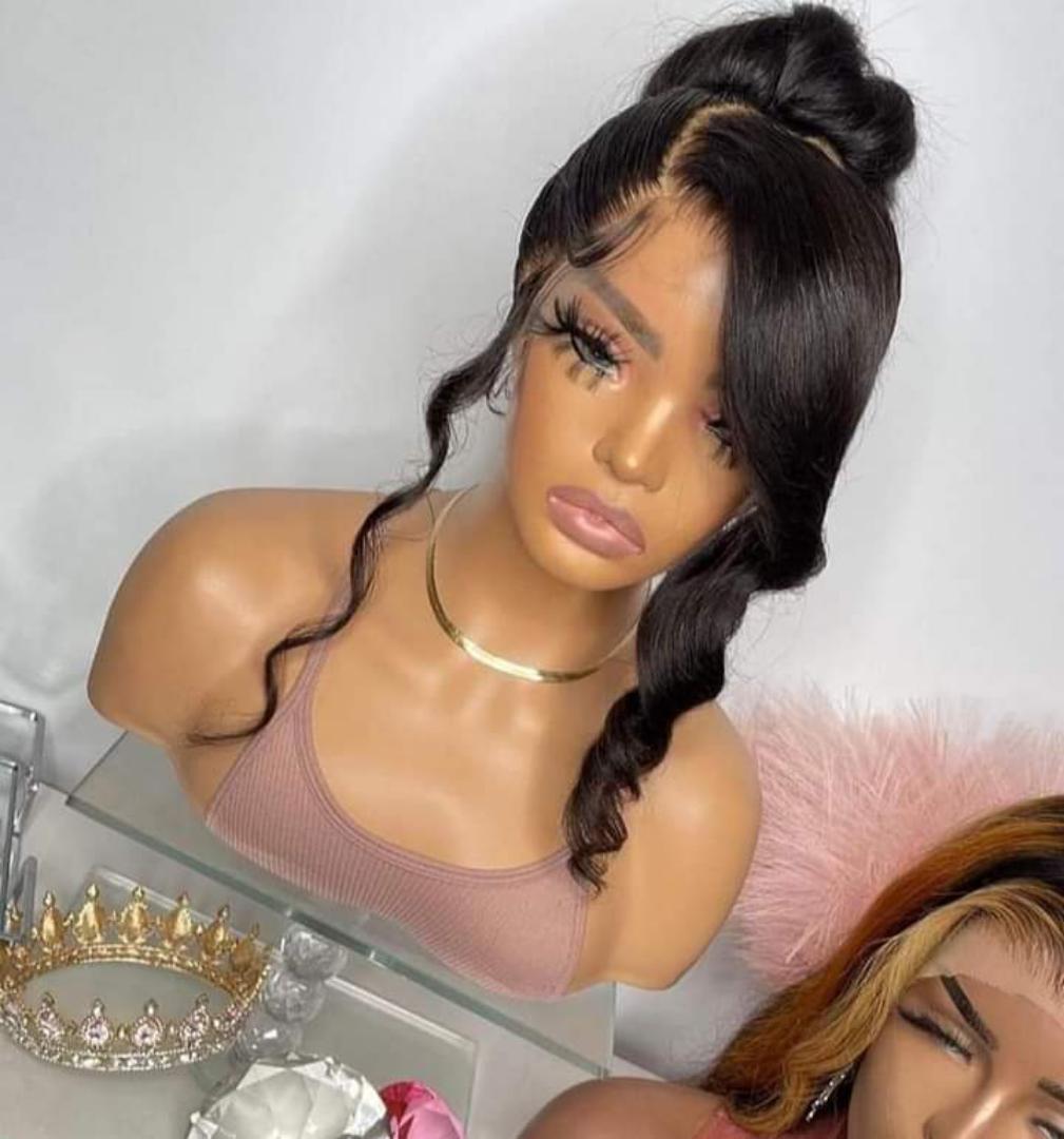 360 laced semi human hair blend wig