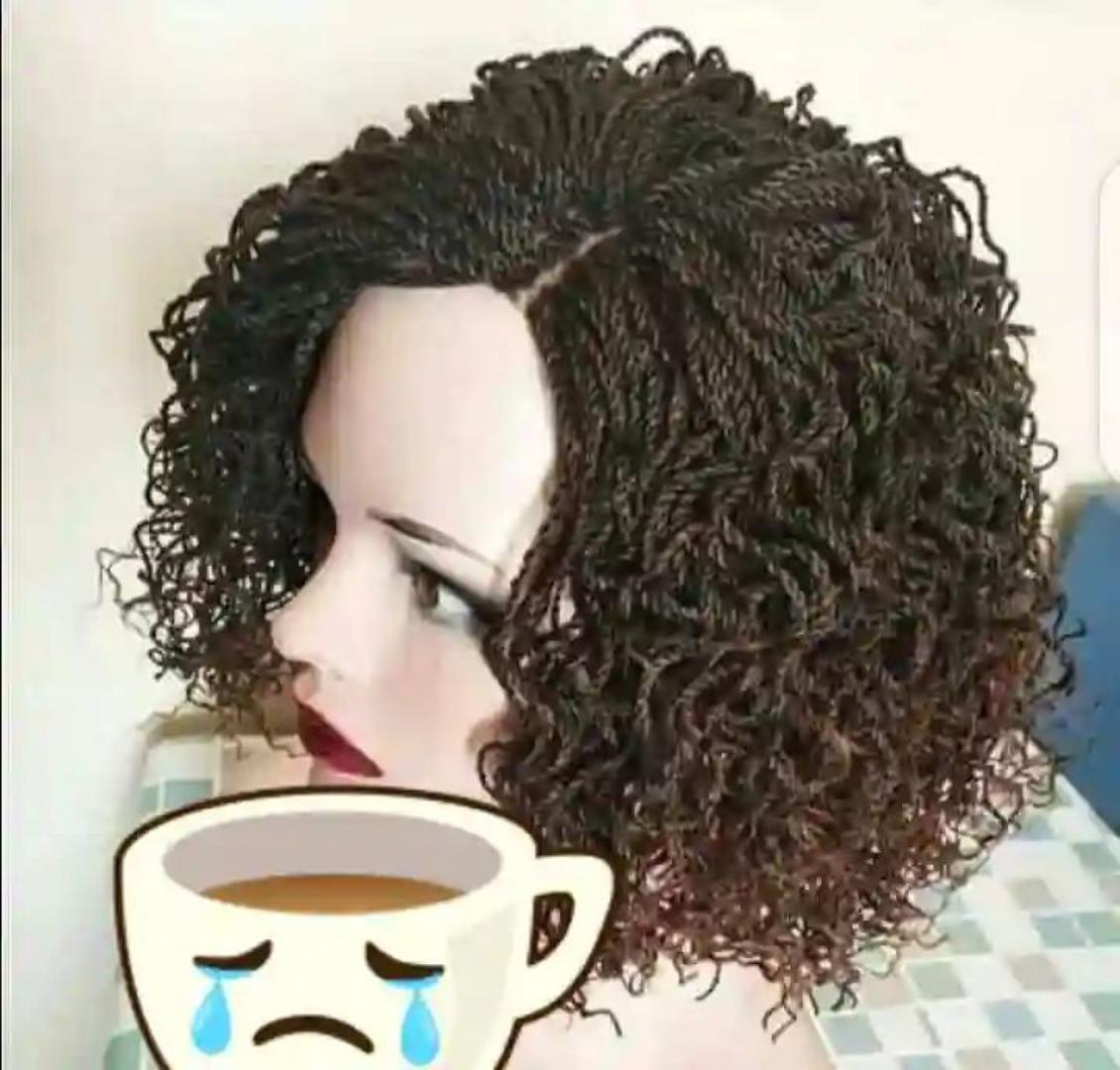 Short braided water curl wig