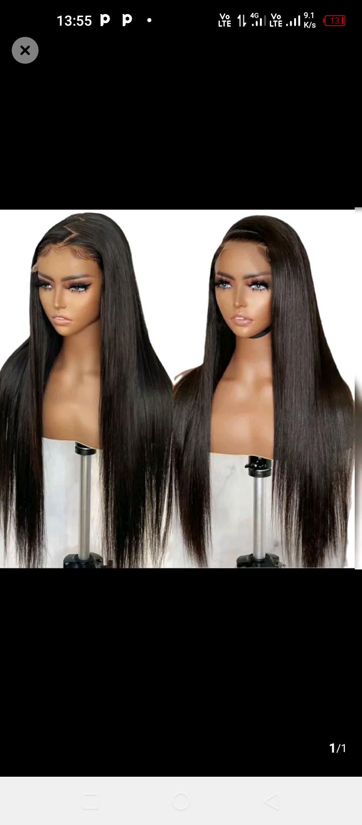 Frontal semi human bone straight wig