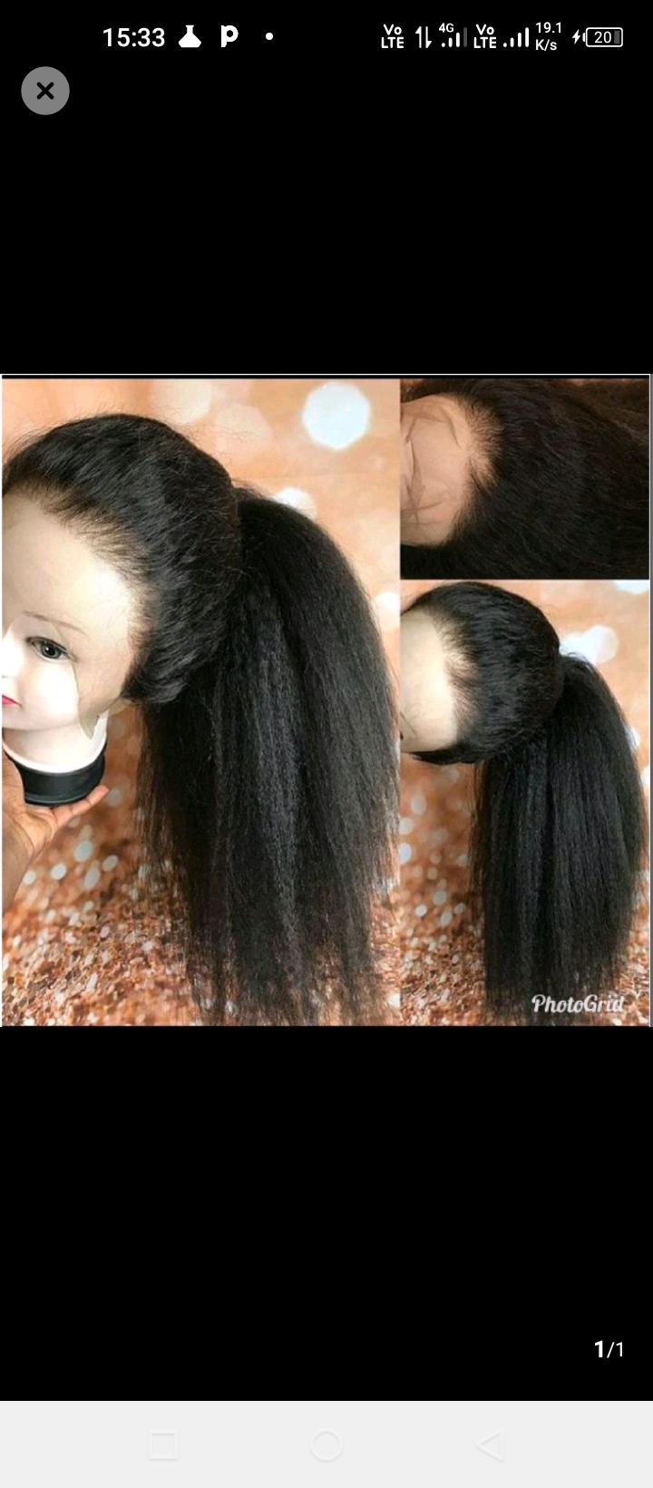 Ear to ear  kinky semi human hair wig