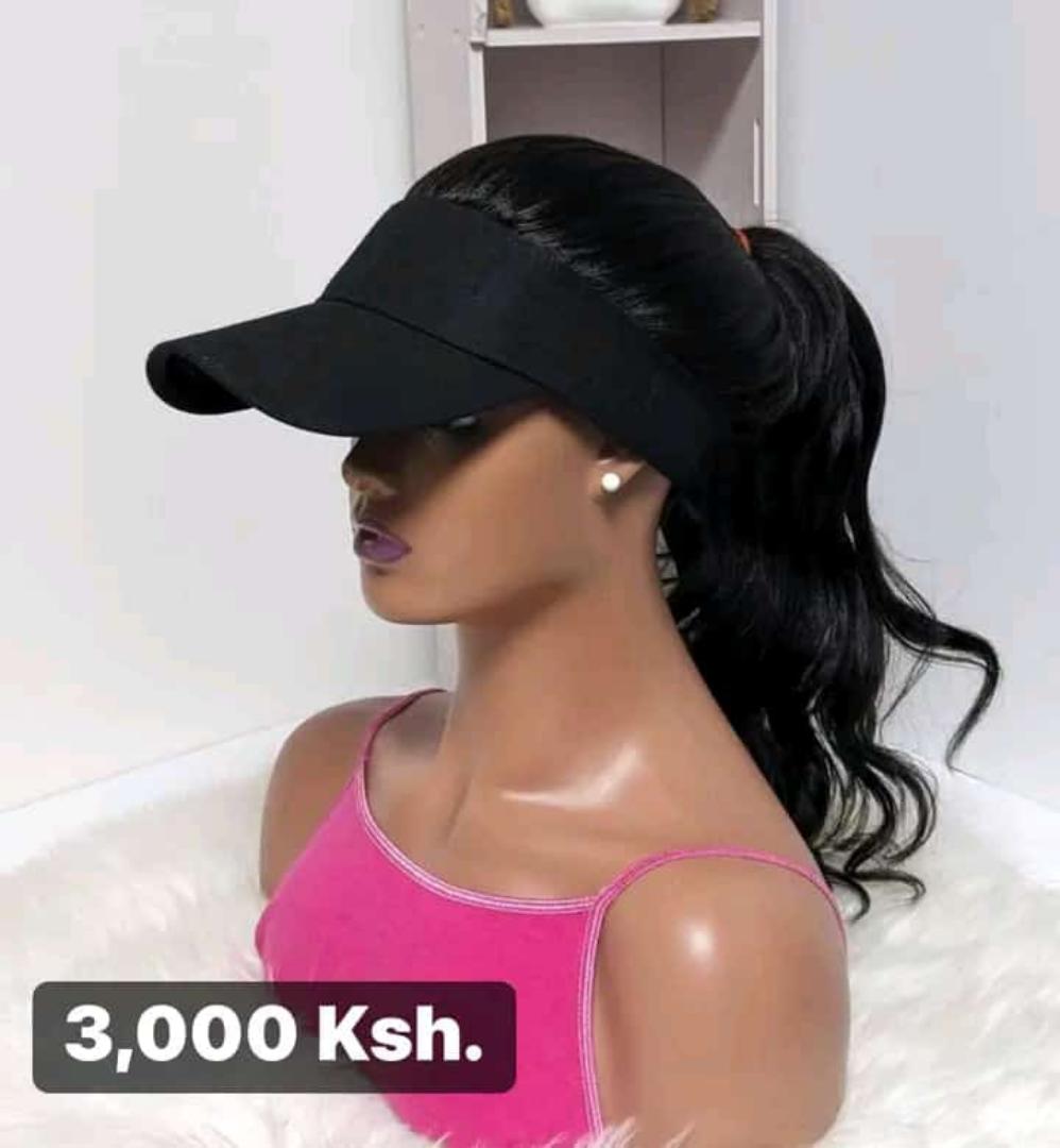 Cap semi human hair wig