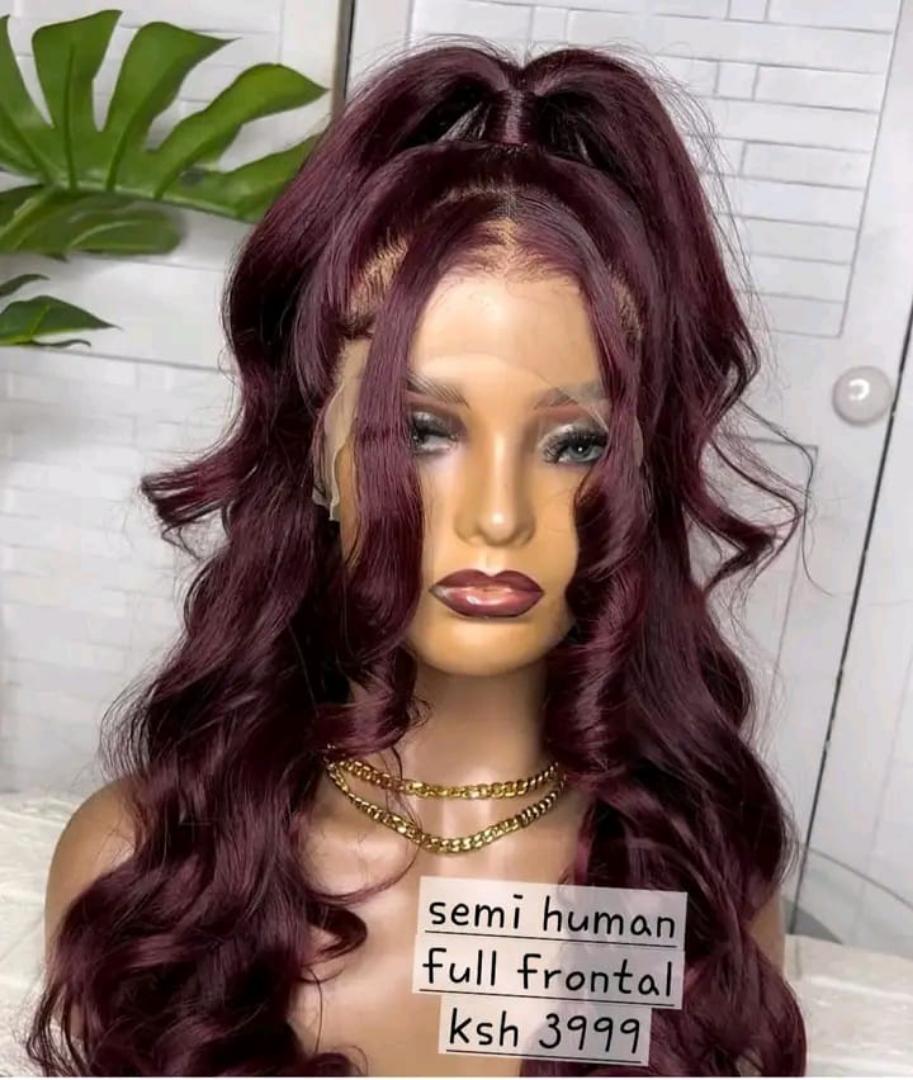 Frontal semi human hair wig