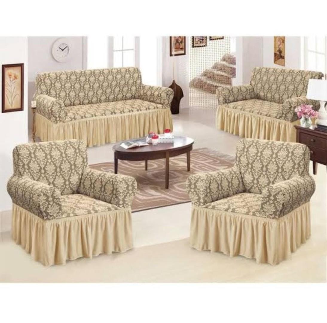 Premium Jacquard Stretch Sofa Cover – Elegant Loose-Fit Couch Slipcover for Living Room Protection and Style 7 seater (3:2:1:1)