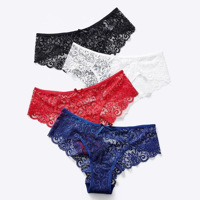 Women Lace Sexy  Panties Ladies Comfortable Underpants Female Lingerie 4pcs