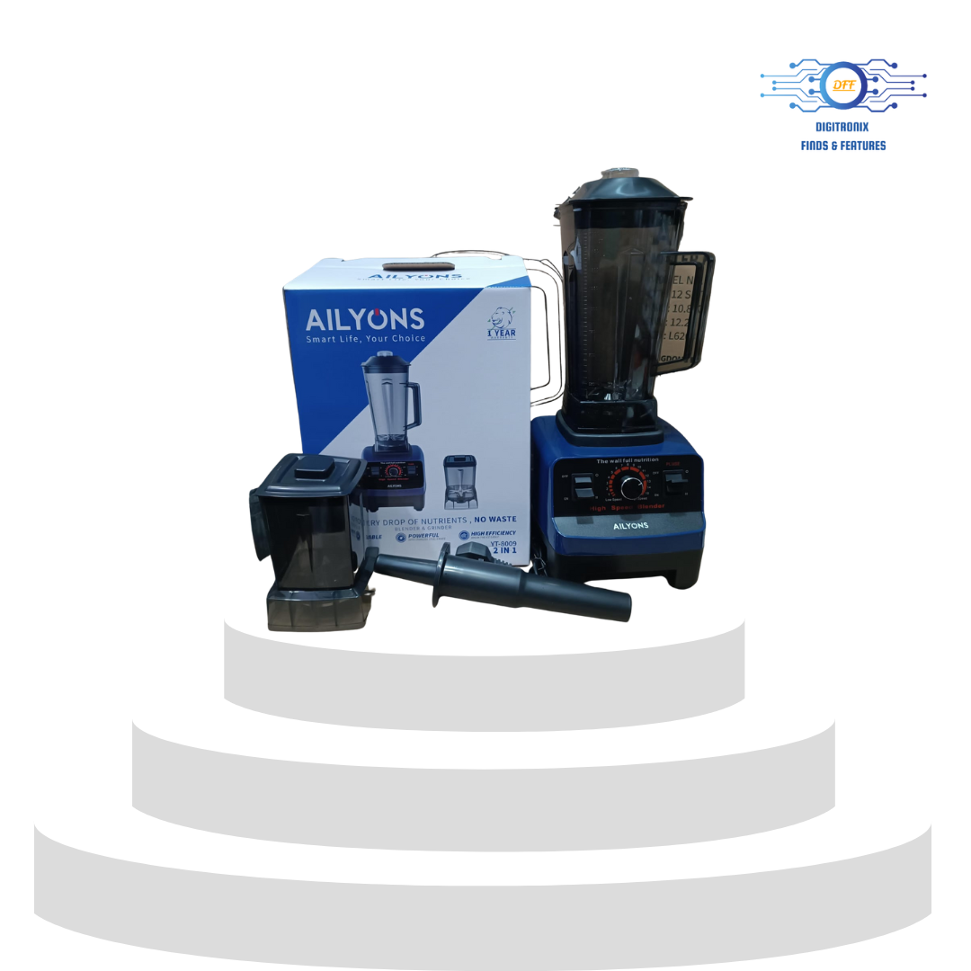 Ailyons 2-in-1 Commercial Blender with Grinder | 800W High-Power Motor | Unbreakable 2L Jar | Stainless Steel Blades | Multi-Speed Control–YT-8010