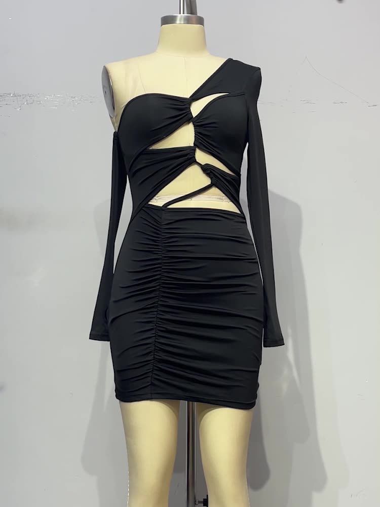 European and American style new women's clothing design with a sense of tie, hollow out, slim fit, and hip hugging dress