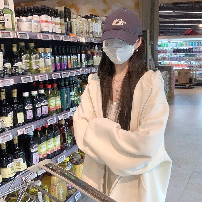 Pound milk apricot fish scale hooded sweatshirt zipper jacket women's spring and autumn new cardigan oversized early autumn top