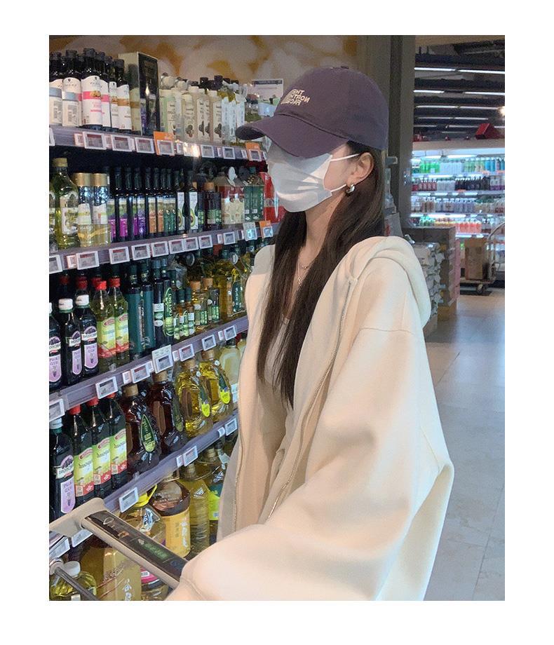Pound milk apricot fish scale hooded sweatshirt zipper jacket women's spring and autumn new cardigan oversized early autumn top