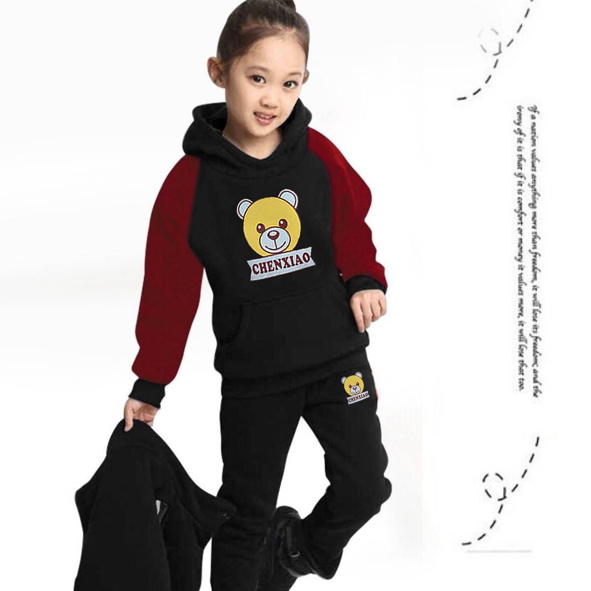 【 Top+Pants+Vest 】 Children's autumn and winter set, men's and women's hoodies with fleece insulation, three piece set, children's clothing