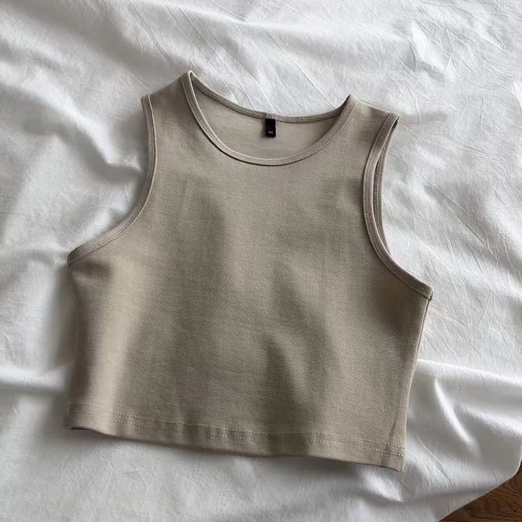 European and American style small vest cross-border women's high waist slimming inner T-shirt women's elastic short sleeveless base shirt women's summer