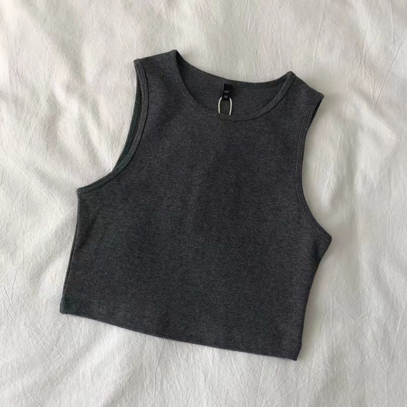 European and American style small vest cross-border women's high waist slimming inner T-shirt women's elastic short sleeveless base shirt women's summer