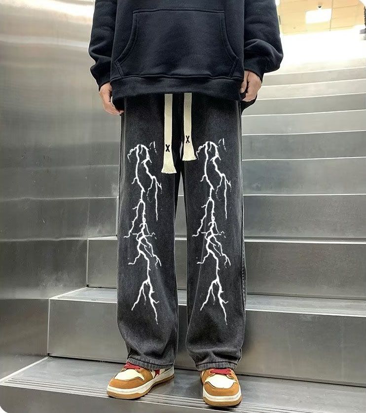 New popular and versatile Instagram Hong Kong style printed youth leisure student loose straight tube factory