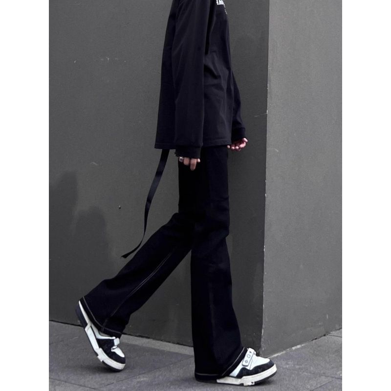 Autumn and winter new jeans men's stretch casual black slim fit micro flared denim casual pants