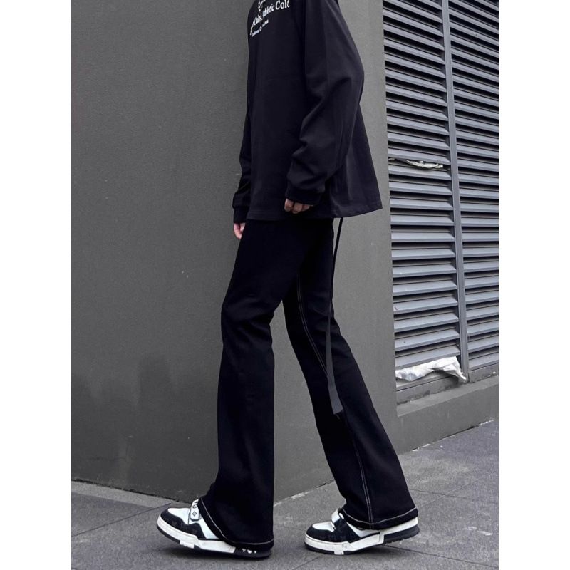 Autumn and winter new jeans men's stretch casual black slim fit micro flared denim casual pants