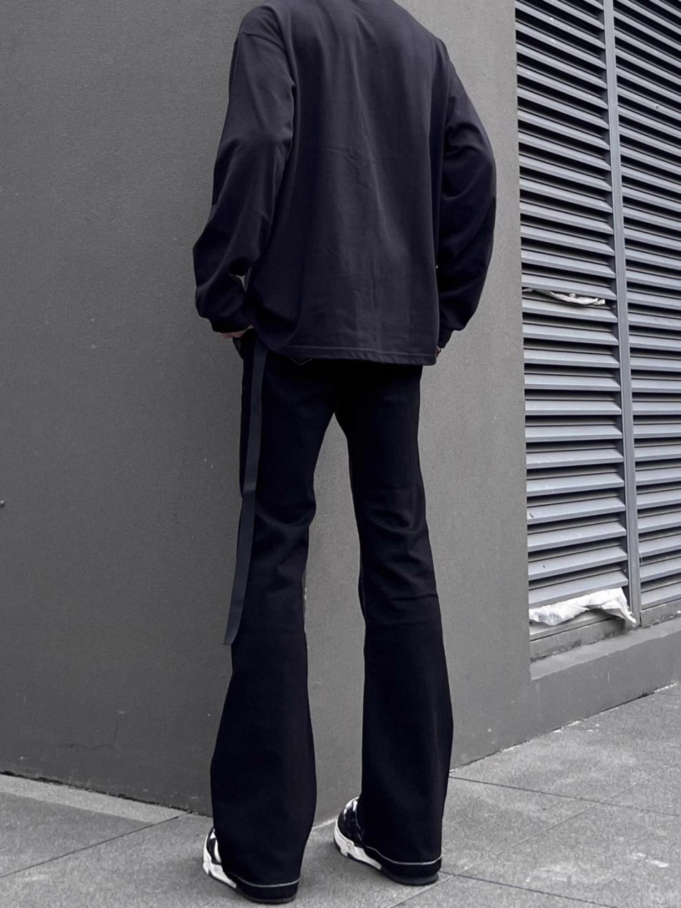 Autumn and winter new jeans men's stretch casual black slim fit micro flared denim casual pants