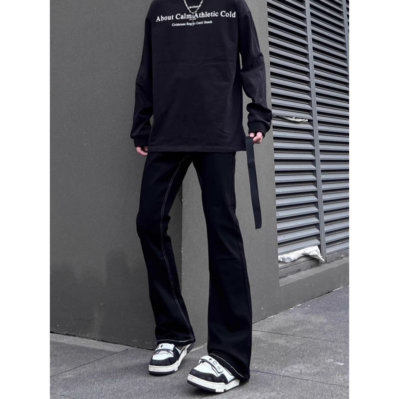 Autumn and winter new jeans men's stretch casual black slim fit micro flared denim casual pants