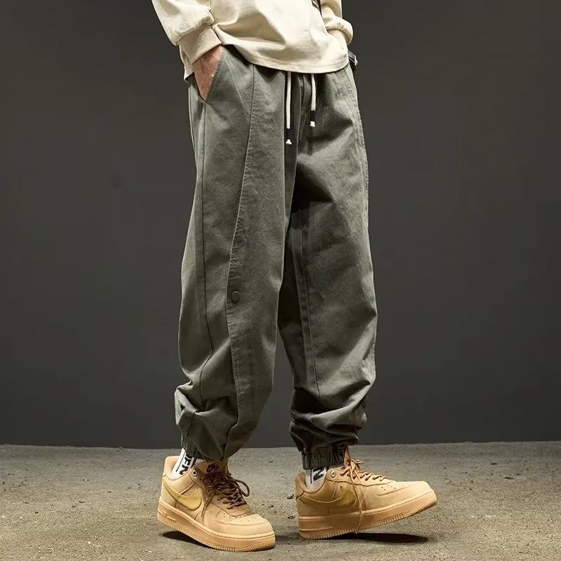 Work pants for men in spring and autumn, loose fitting Japanese retro ankle pants, sports and casual pants, men's fashion