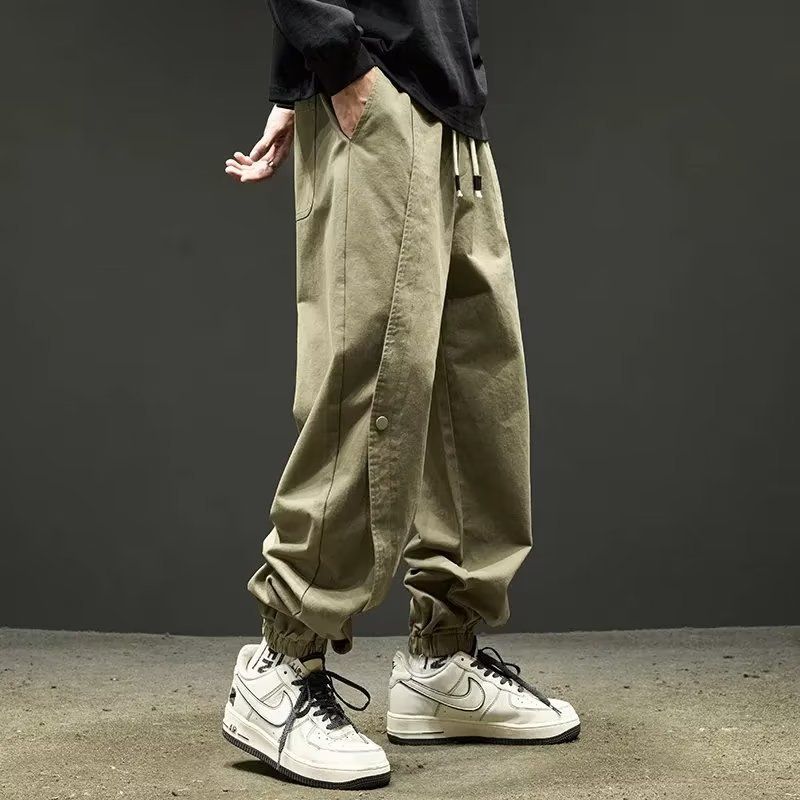 Work pants for men in spring and autumn, loose fitting Japanese retro ankle pants, sports and casual pants, men's fashion