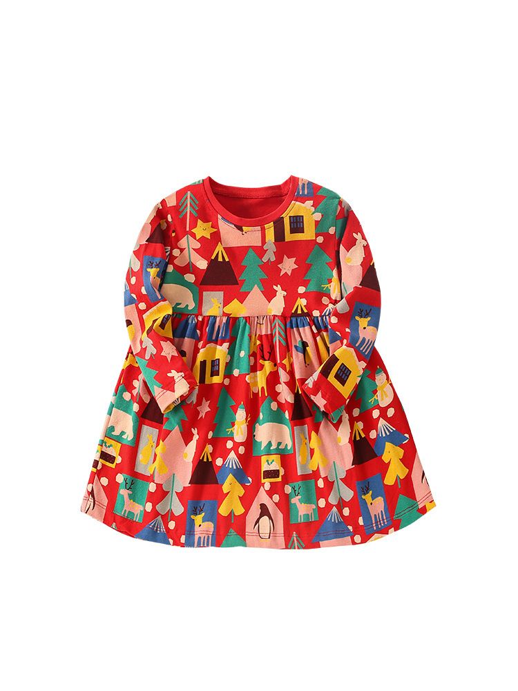 New autumn dress for girls, casual round neck long sleeved for children
Wearing a princess dress