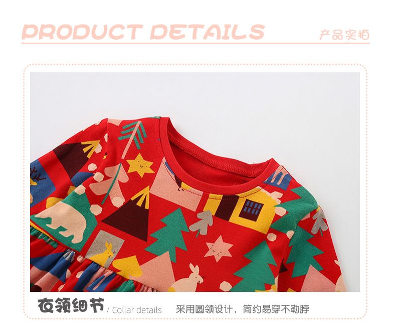 New autumn dress for girls, casual round neck long sleeved for children
Wearing a princess dress