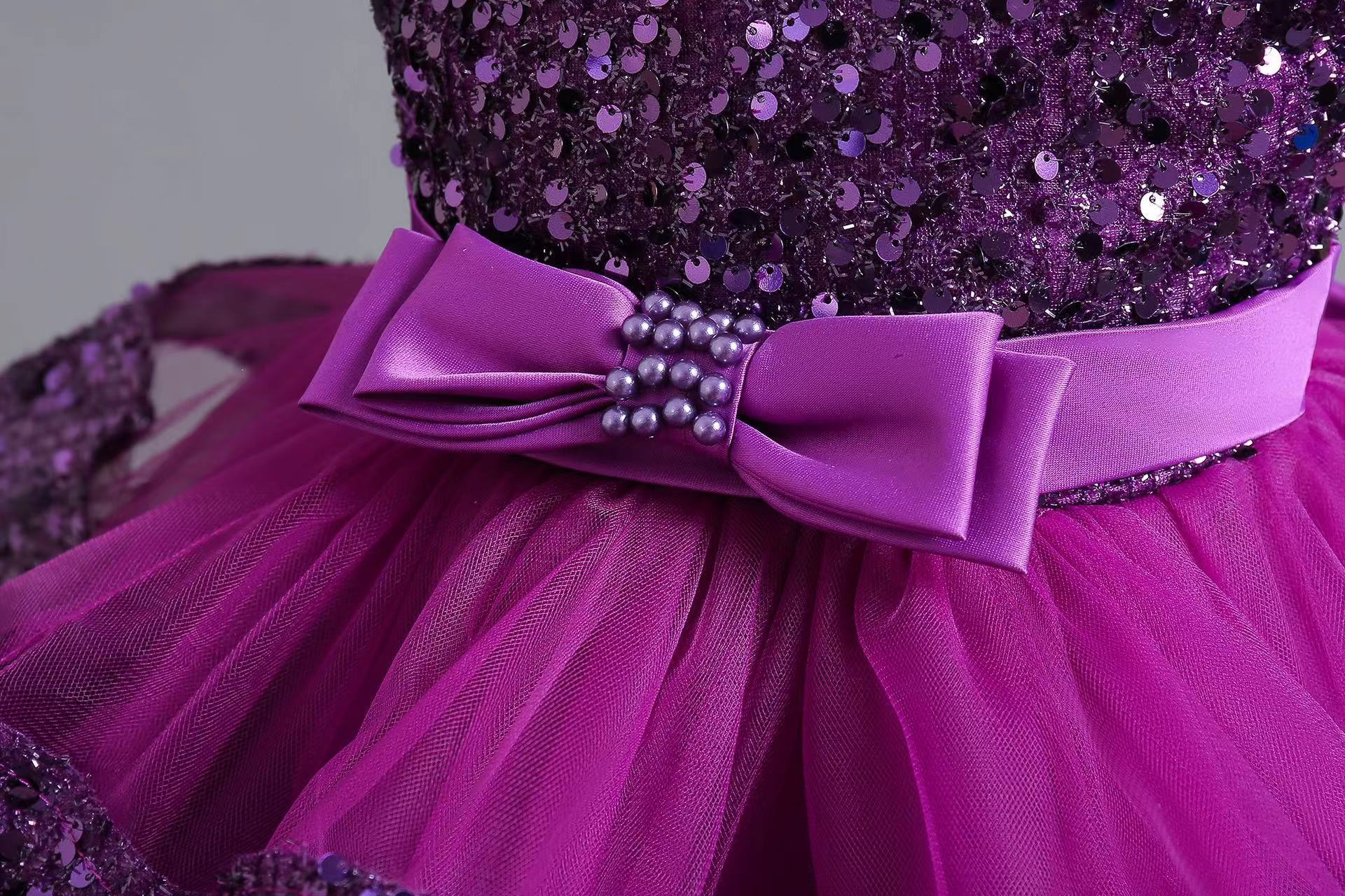 New children's dress with sequins, princess dress, baby girl's first birthday dress