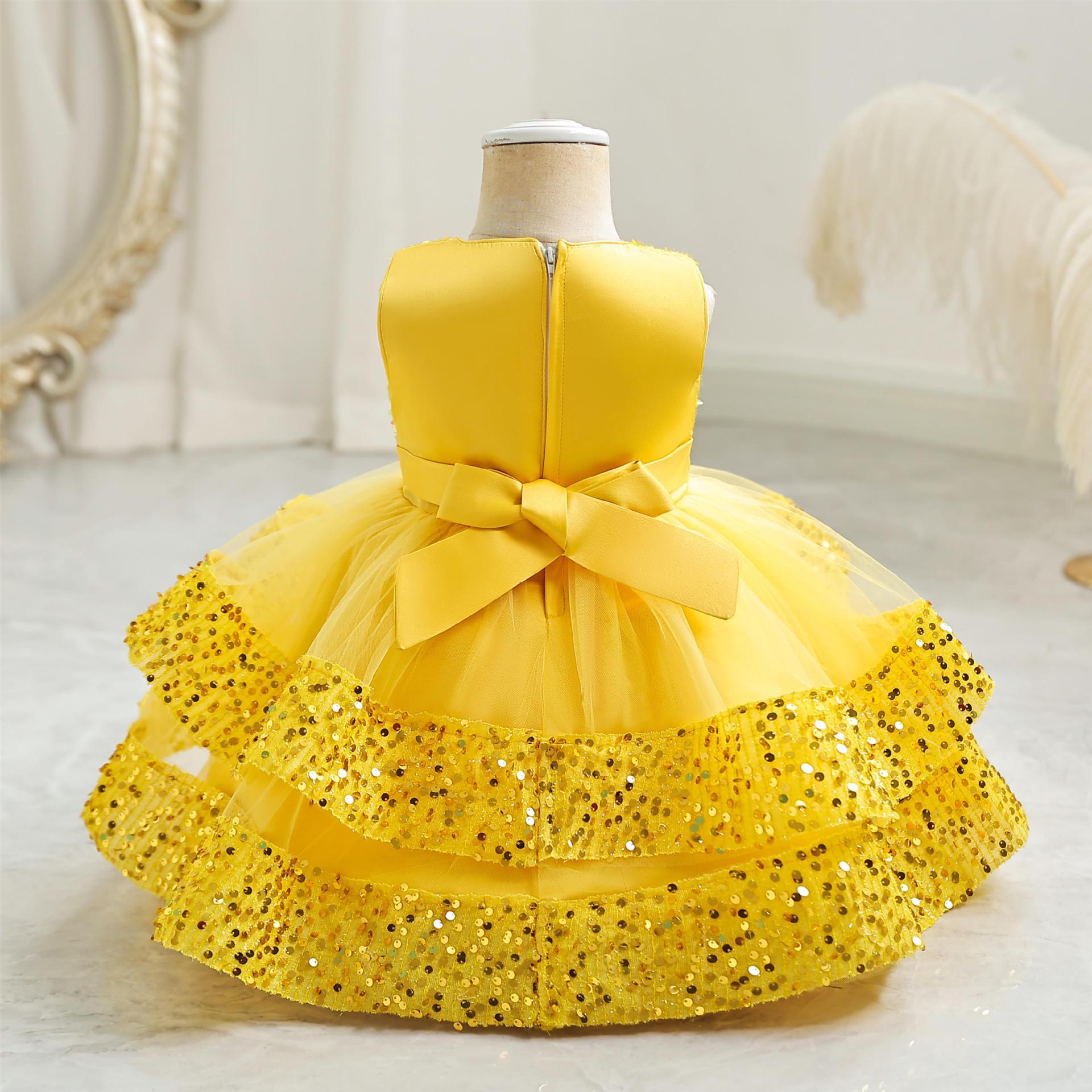 New children's dress with sequins, princess dress, baby girl's first birthday dress