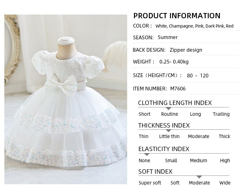 Children's first year dress, European and American baby princess dress, fluffy gauze cake dress, birthday party dress