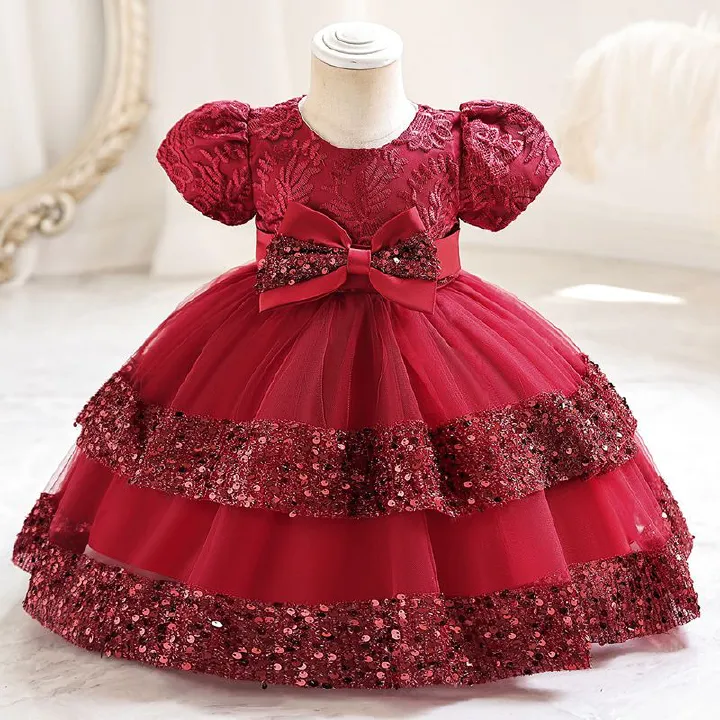 Children's first year dress, European and American baby princess dress, fluffy gauze cake dress, birthday party dress