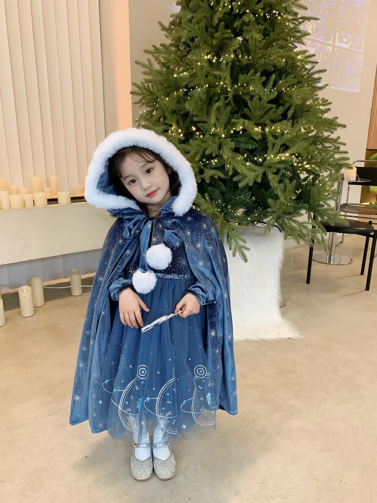 Girl's Elsa Princess Dress Spring and Autumn Style Dress Stylish New Children's Dress One Year Old Baby Dress