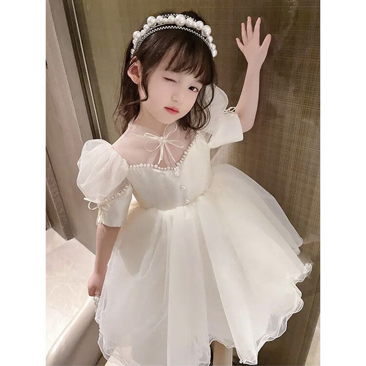 Princess dress, girls' summer fluffy dress, birthday dress, baby's high-end children's summer dress, performance dress, stylish dress