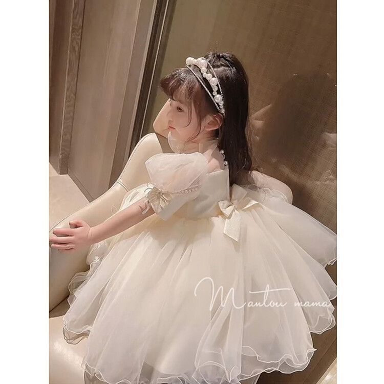 Princess dress, girls' summer fluffy dress, birthday dress, baby's high-end children's summer dress, performance dress, stylish dress