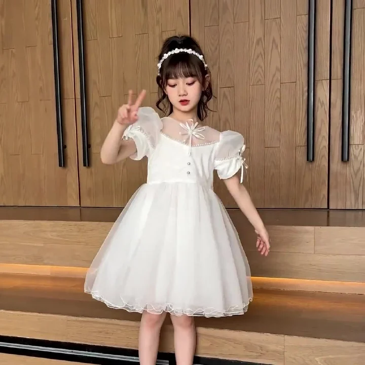 Princess dress, girls' summer fluffy dress, birthday dress, baby's high-end children's summer dress, performance dress, stylish dress