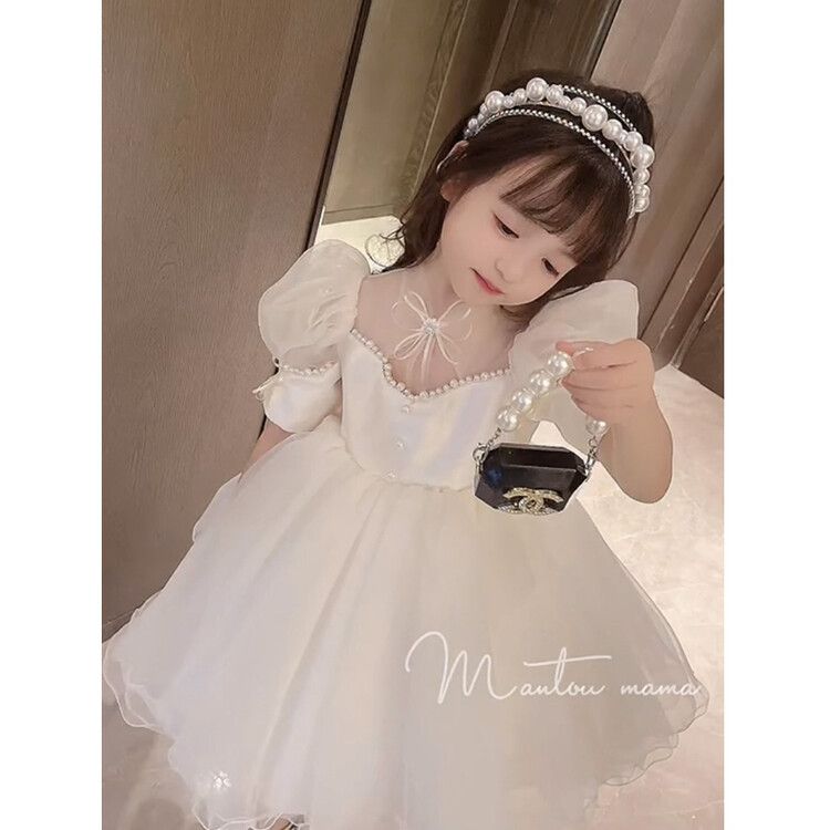 Princess dress, girls' summer fluffy dress, birthday dress, baby's high-end children's summer dress, performance dress, stylish dress