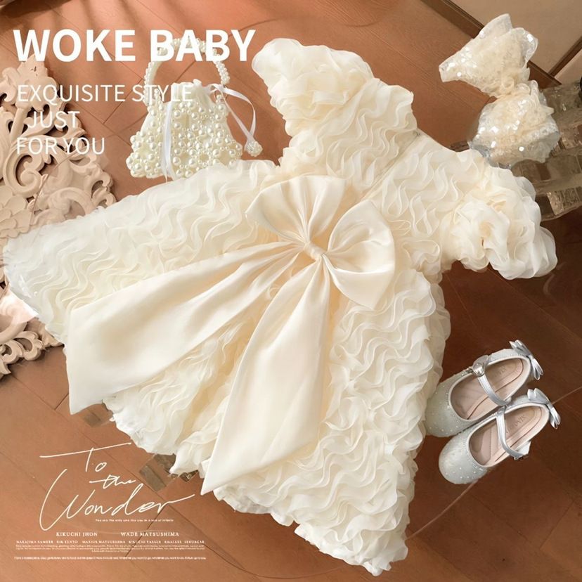 Girls' dress summer dress 2024 new stylish children's dress dress little girl bubble sleeve mesh princess