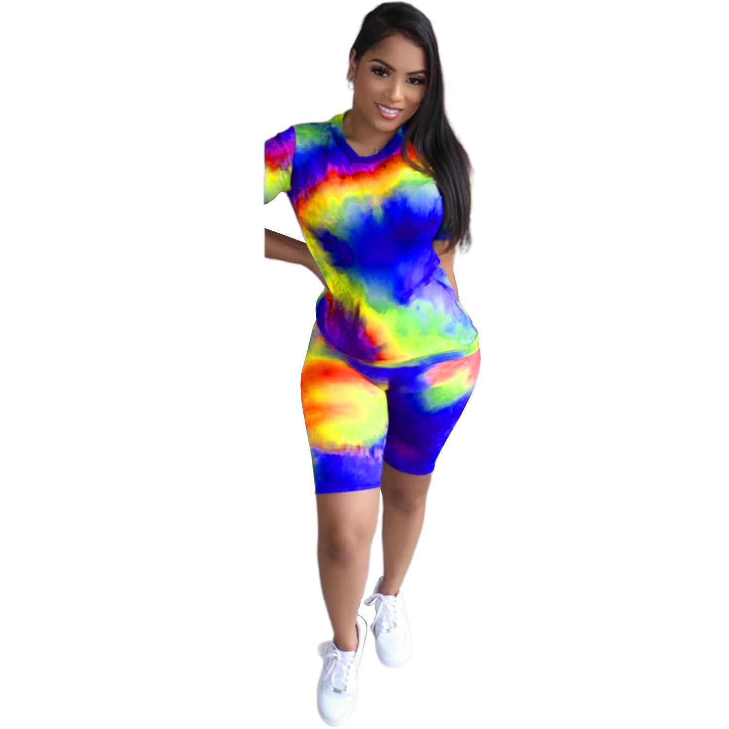 Elegant European and American fashion casual sports suit T-shirt home tie dye